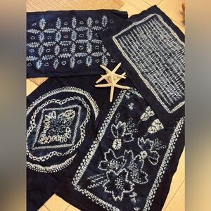 Vintage Japanese Indigo Blue Shibori NapkinsSet of 4-Hand-dyed with natural Ink